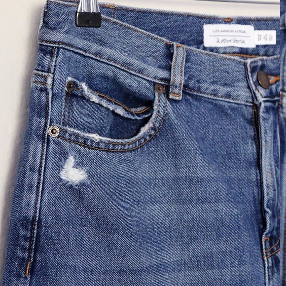 & Other Stories High Waist Distressed Slim Fit Denim Jean Mid Blue Size 28 $119 - Picture 3 of 15
